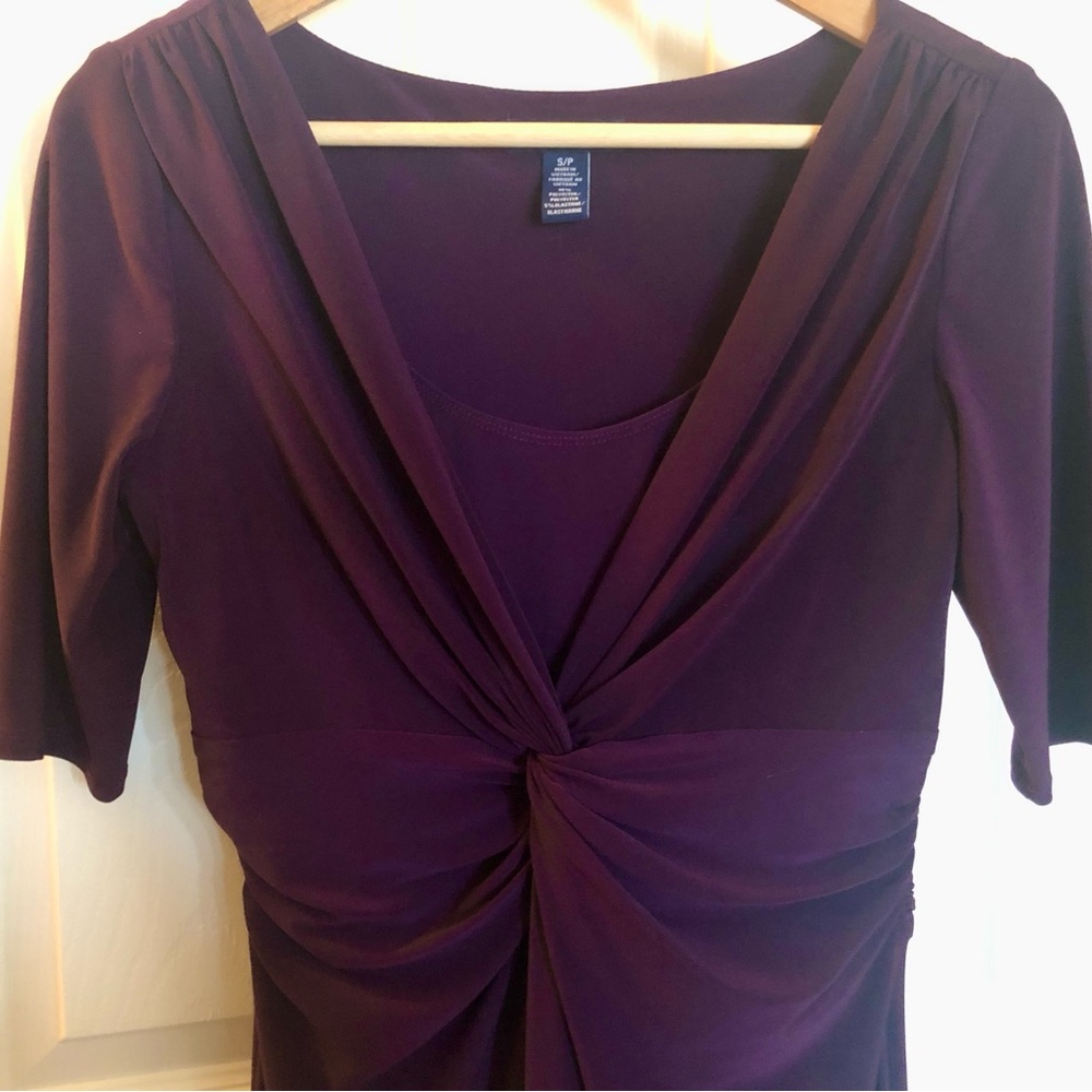 Swingy purple wrap style dress